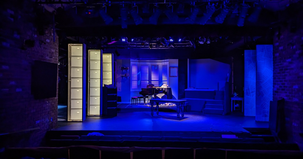 Preset lighting state with 'filing cabinets' lit up.